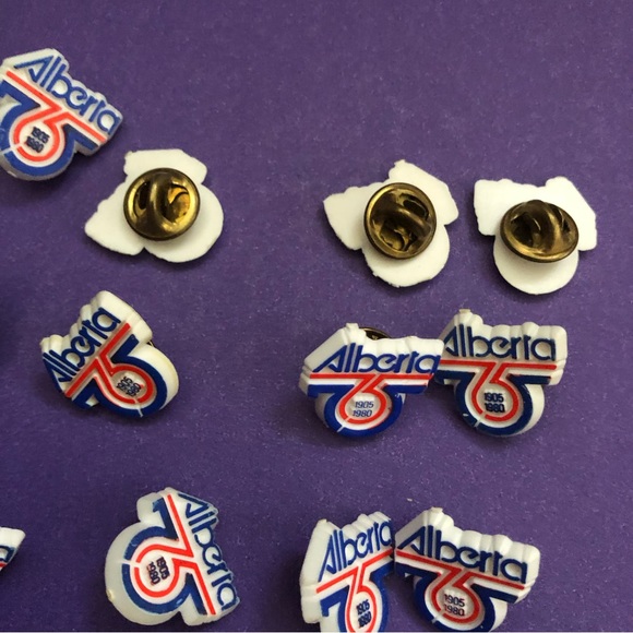 Alberta 1905-1980 75th Anniversary Lapel Pin Plastic .75”. Vintage 21 qty pins - Picture 5 of 6